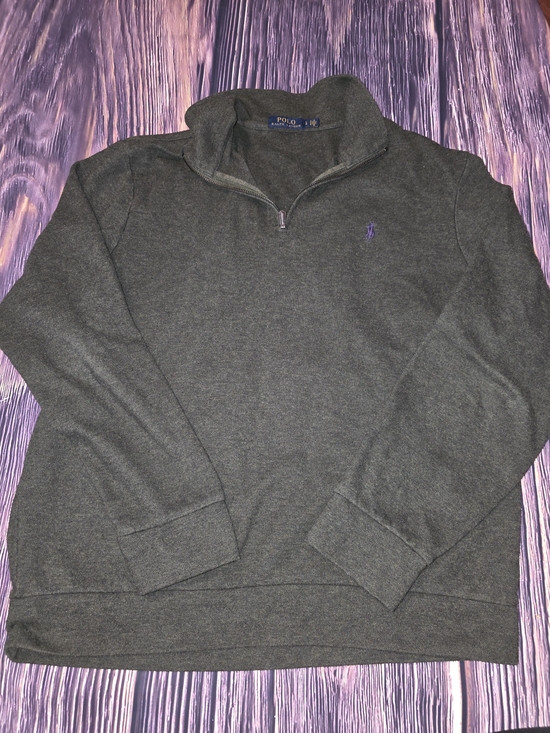 Polo Ralph Lauren Other - Polo by Ralph Lauren Dark Charcoal Quarter-Zip Sweater with Purple Pony
